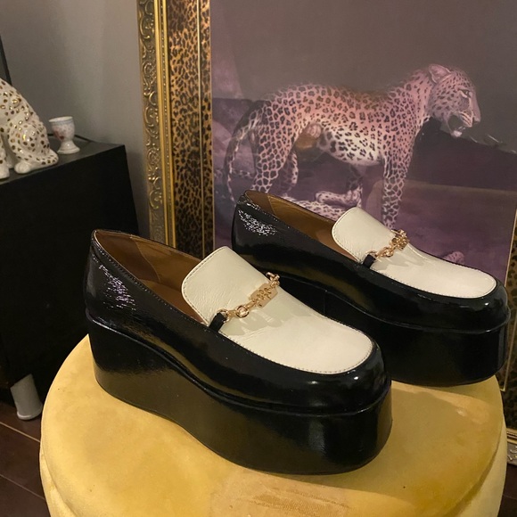 Ganni Black and Cream Women's Loafers - Picture 2 of 2